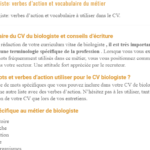 CV biologiste: verbes d’action et vocabulaire du métier