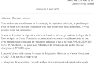 lettre de motivation Assistant(e) de régulation médicale