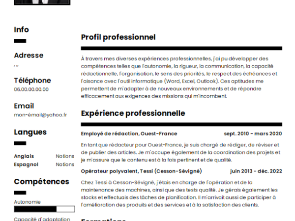 CV y carta de presentación Asistente editorial de impresión y web