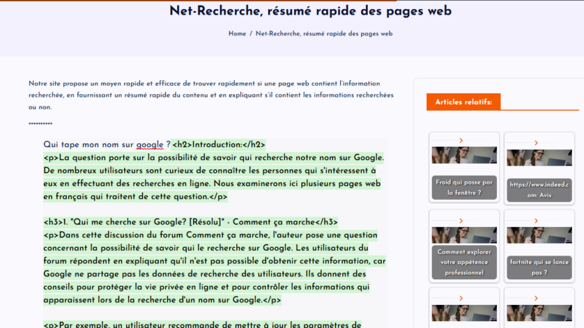 Net-recherche.com: a site that summarizes the web