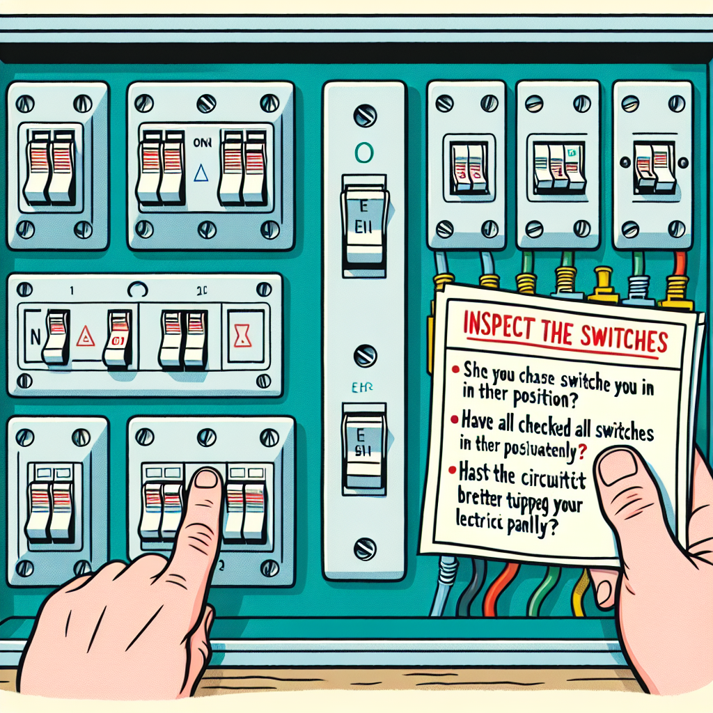 1.1 Inspecter les interrupteurs. Vérifiez que tous les interrupteurs sont en position « ON ». Un interrupteur mal positionné peut prêter à confusion. Avez-vous vérifié chaque interrupteur, même ceux que vous utilisez moins fréquemment ? 1.2 Vérifier le disjoncteur: Si vous soupçonnez qu’un fusible pourrait être en cause, jetez un œil à votre panneau électrique. Est-ce que le disjoncteur a sauté ?