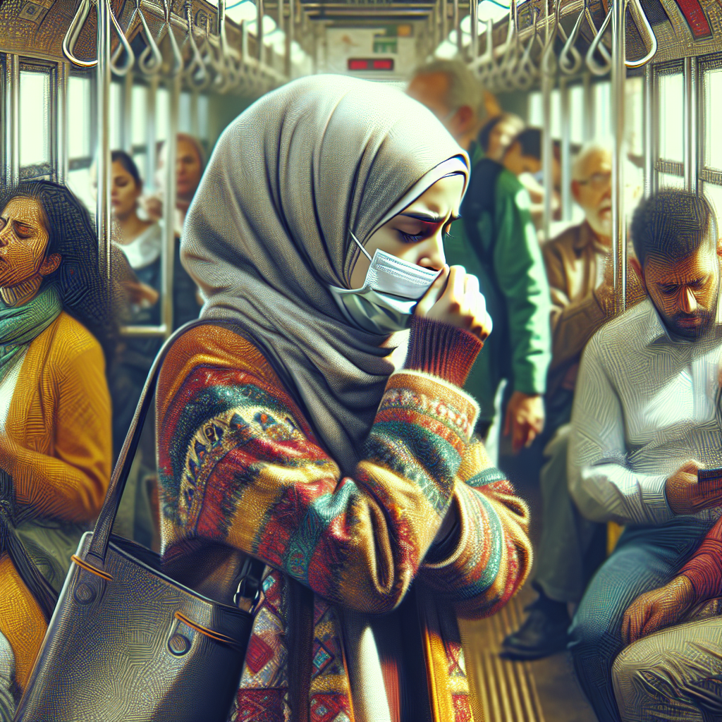 créez un scénario illustratif vivant avec des éléments vrai autour de ce thème: Des maladies comme la sinusite ou la bronchite aiguë, qui résultent d’infections, entraînent aussi des sécrétions plus importantes.( en montrant une personne lambda dans un endroit propice à développer la sinusite ou la bronchite aiguë. S\'il vous créez une image réelle et contemporaine)