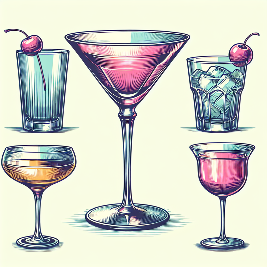illustration en couleur: Verres à Cocktail - 