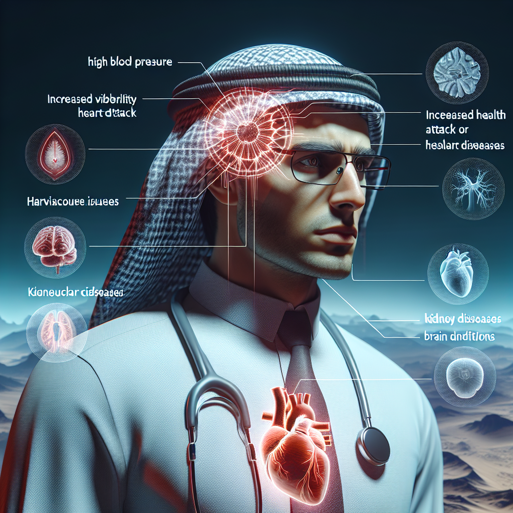 Les conséquences d\'une pression artérielle élevée sont considérables, non seulement pour le risque d\'AVC, mais aussi pour d\'autres problèmes de santé tels que : - Maladies cardiovasculaires : Risque accru de crise cardiaque ou d’accident vasculaire cérébral. - Maladies rénales, - Affections cérébrales, - Troubles de la vision( en montrant une personne lambda dans un endroit propice peut développer tout ceci. S\'il vous plaît créez une image réelle