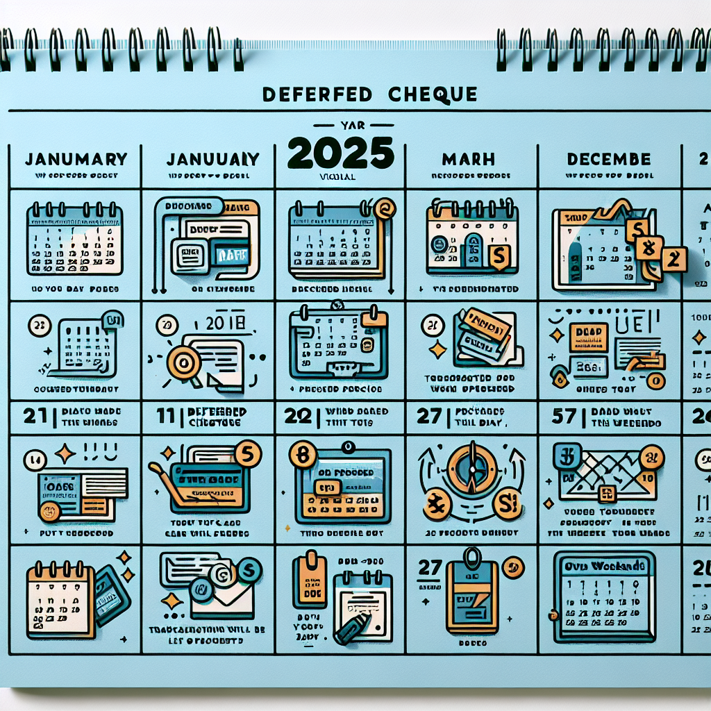 Les opérations de chèques différés 2025 se déroulent à plusieurs périodes tout au long de l\'année. Voici un aperçu des dates importantes à retenir : - Du 11 au 18 janvier 2025 : Effectuez vos achats et le chèque ne sera encaissé qu\'à partir de mars 2025. - Pour les fêtes de fin d\'année : - 6-7 & 13-14 décembre 2025 : Faites vos courses durant ces journées et réglez le montant le 5 janvier 2026. - 20-21 & 27-28 décembre 2025