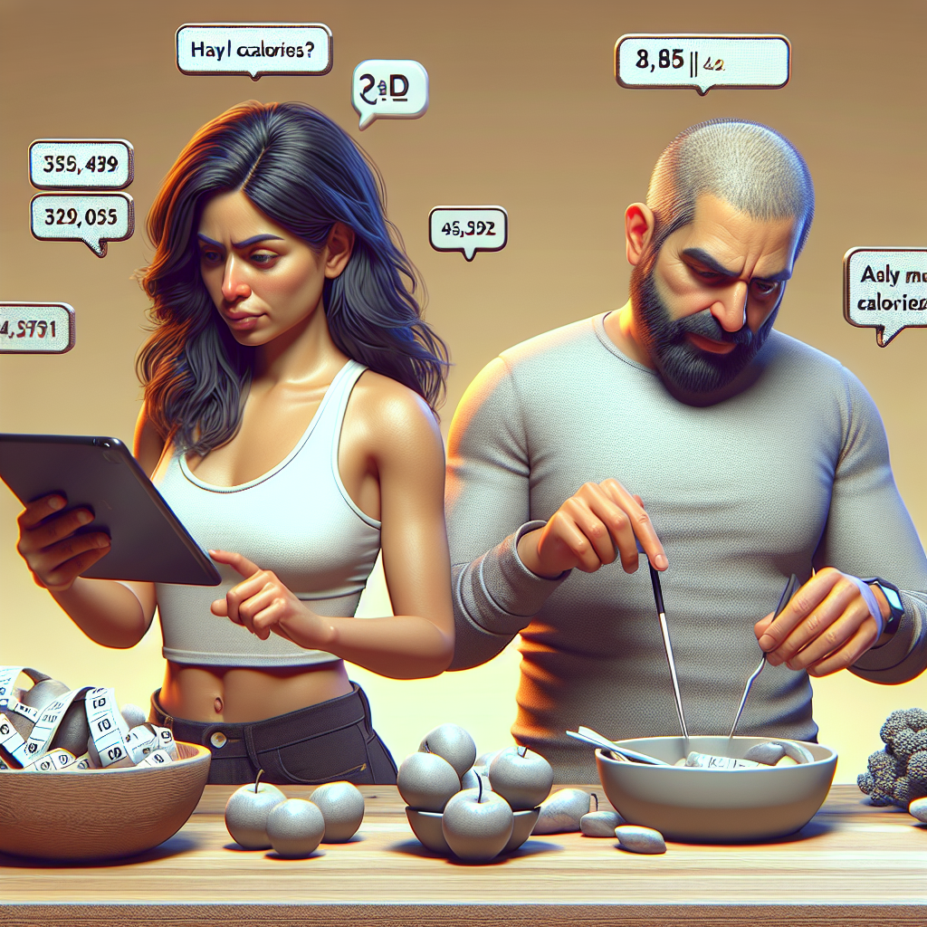 illustration 3 D en image dans une scène de la vie quotidienne de l\'émotion dégagée par ce terme: Combien de calories par jour pour maigrir pour une femme, pour un homme