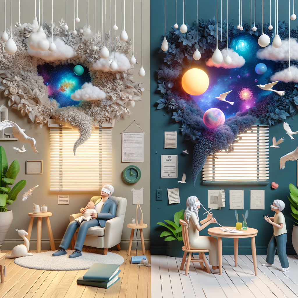 illustration 3 D en image dans une scène de la vie quotidienne de l\'émotion dégagée par ce terme: Que voit un aveugle de naissance, que voit un aveugle quand il rêve