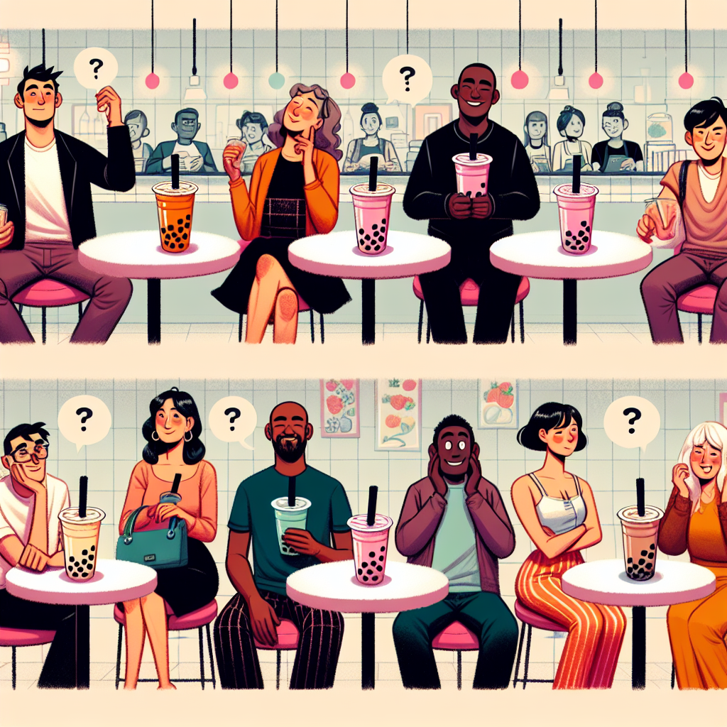 illustration en image dans une scène de la vie quotidienne de l\'émotion dégagée par ce terme: \"Que veut dire bubble teas\"