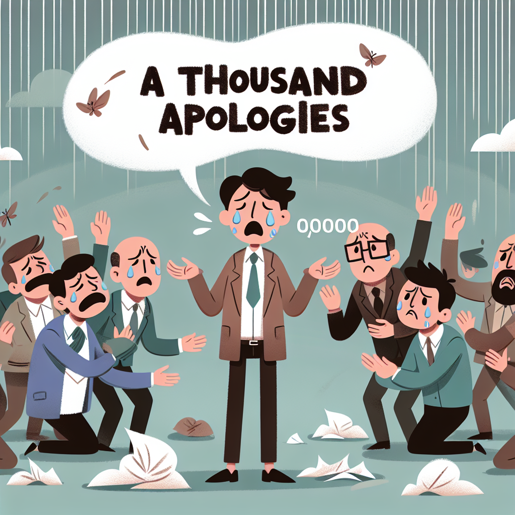 illustration en image de l\'émotion dégagée par ce terme: Mille excuses