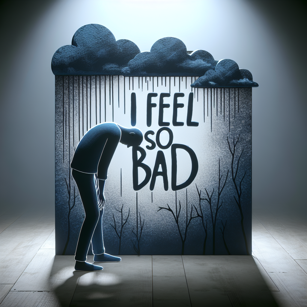 illustration en image en couleur de cette phrase: \"i feel so bad\"
