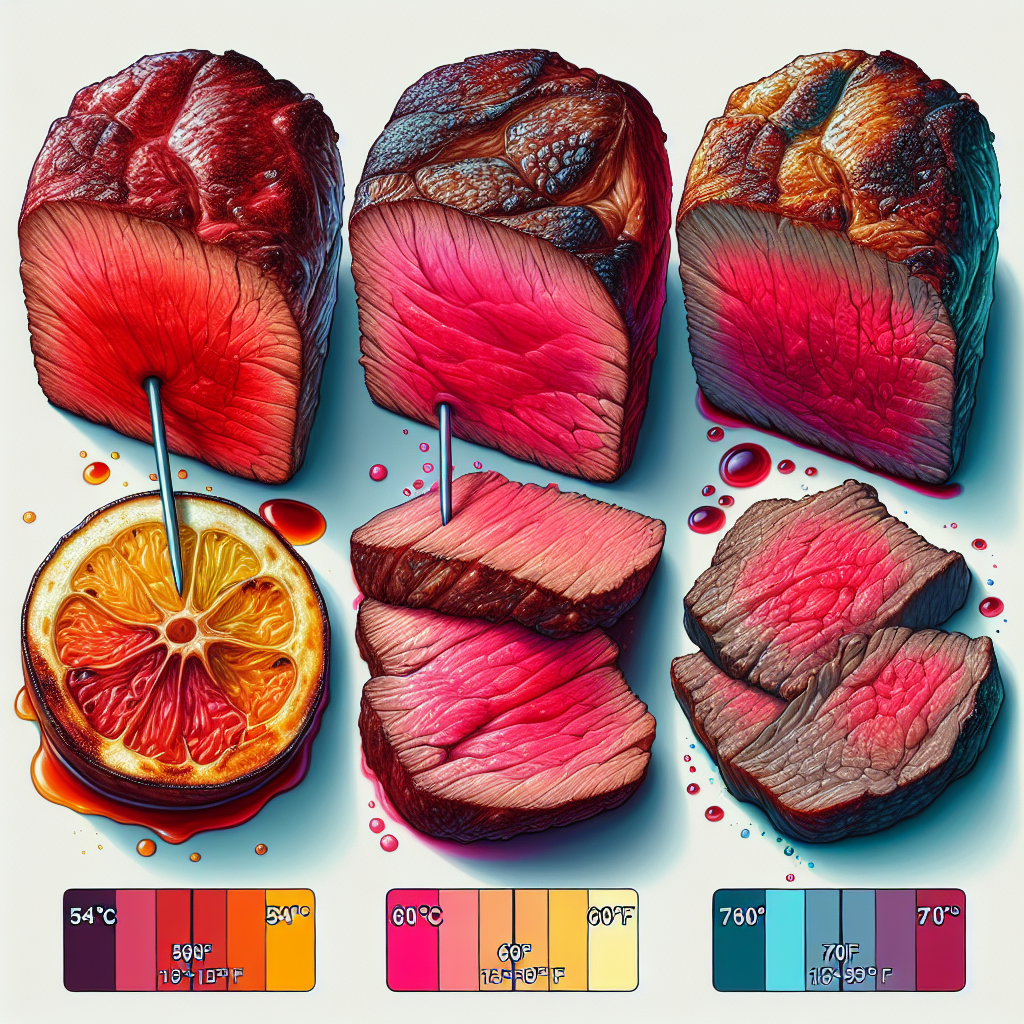 image réelle en couleur pour: Bœuf - Cuisson saignante : 54 °C (129 °F) - Cuisson à point : 60 °C (140 °F) - Cuisson bien cuite : 70 °C (158 °F)