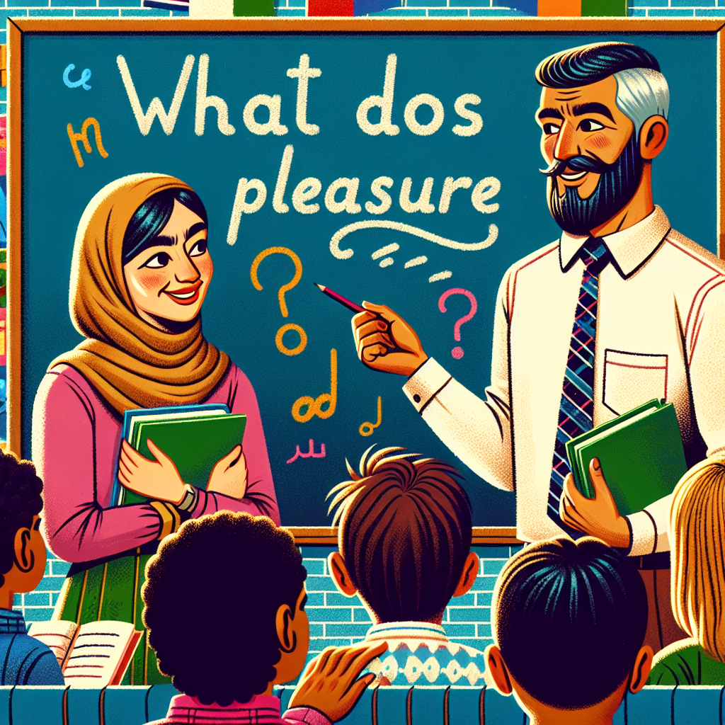 image réelle en couleur pour exprimer cette phrase dans un contexte de la vie de tout les jours: \"Que veut dire with pleasure\"