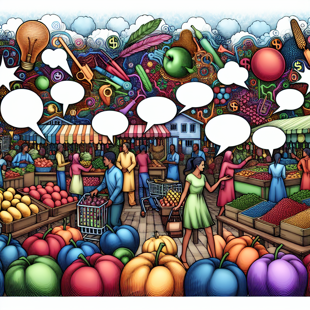 mage réelle en couleur pour: Traduire \"pouvoir d\'achat\" en anglais(imaginez une scène dans son contexte principal avec 2 bulles de dialogues pour les personnes qui discutent sur la photo)