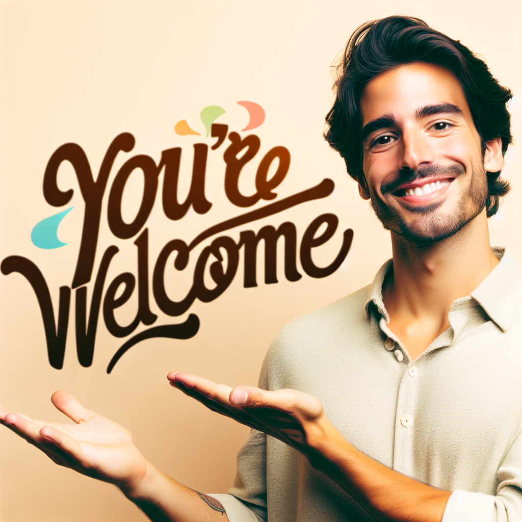 transmettez en image l\'émotion de cette phrase: \"You\'re Welcome\"