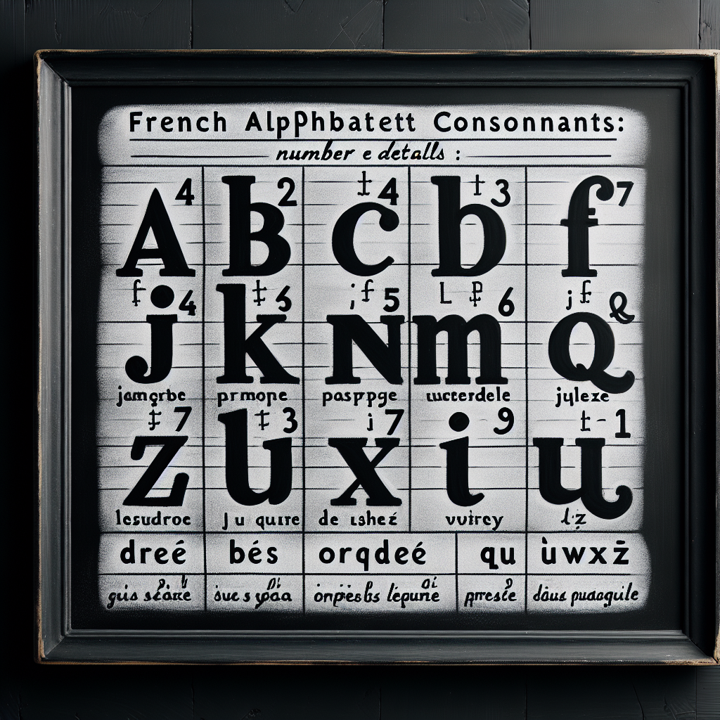 imaginez une image pour:Quelles sont les consonnes de l\'alphabet français: Nombre et Détails (imaginez-les sur un tableau noir)